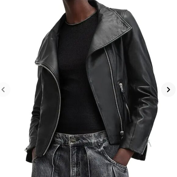 FCUK FRENCH CONNECTION Genuine Leather Jacket Sz10 - Picture 1 of 12